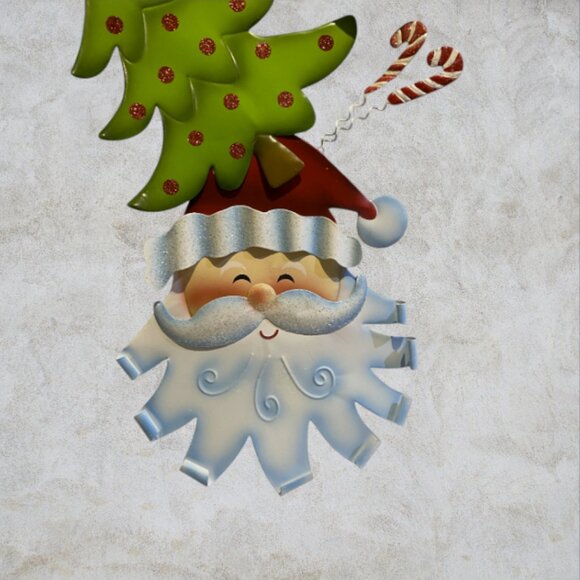 DOOR HANGER -- Christmas Decor, Metal, Santa/Reindeer/Tree, Front Door or Wall - Picture 2 of 6